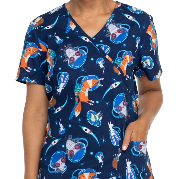 Scrubstar Tops Scrubstar Sz Xl Space Animals Scrubs Veterinarian Pediatrician Nurse Wt93
